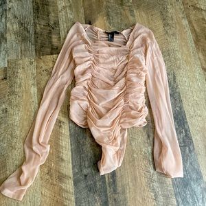 Nude ruched bodysuit